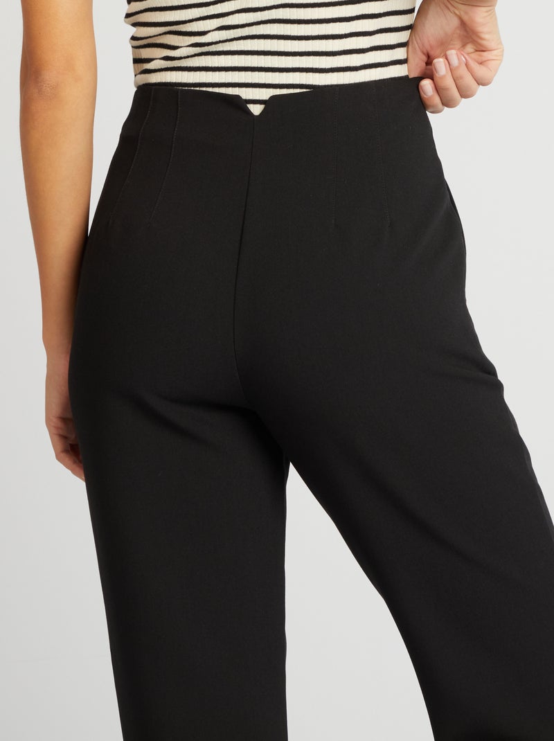 Pantalón recto de tiro alto negro - Kiabi