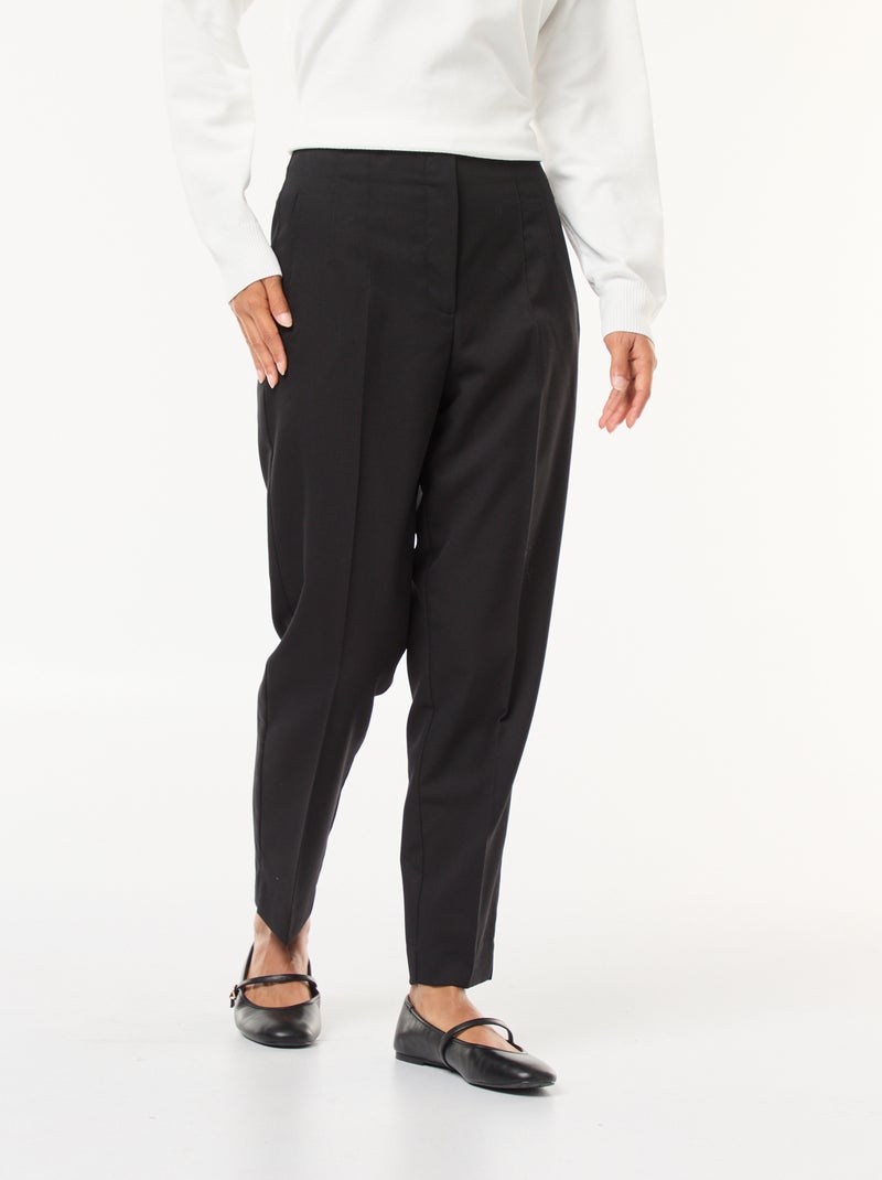 Pantalón recto de tiro alto Negro - Kiabi