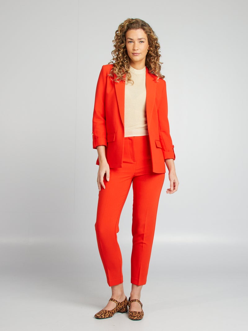 Pantalón recto de tiro alto rojo - Kiabi