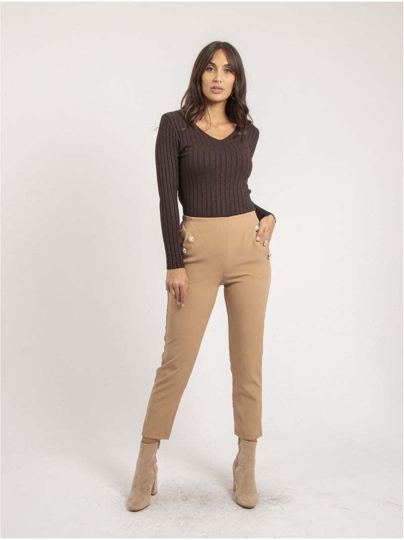 Pantalón recto ESLINA Beige - Kiabi