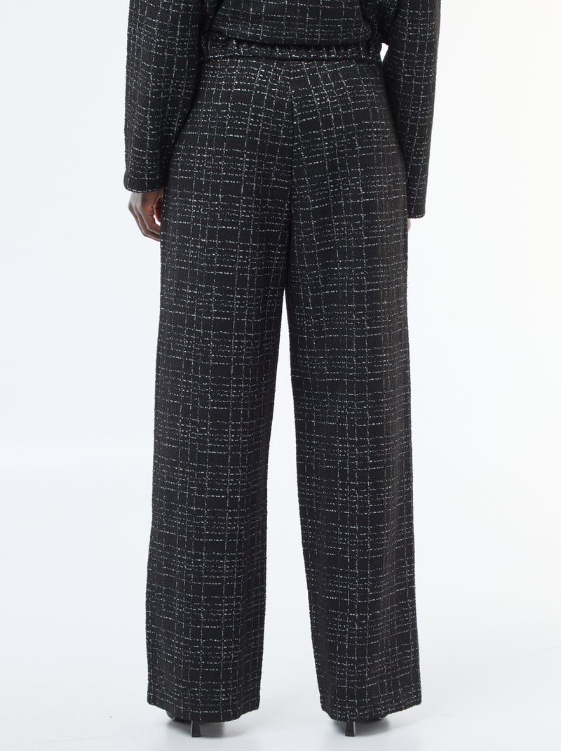 Pantalón recto 'JDY' de cuadros con cinturón elástico Negro - Kiabi