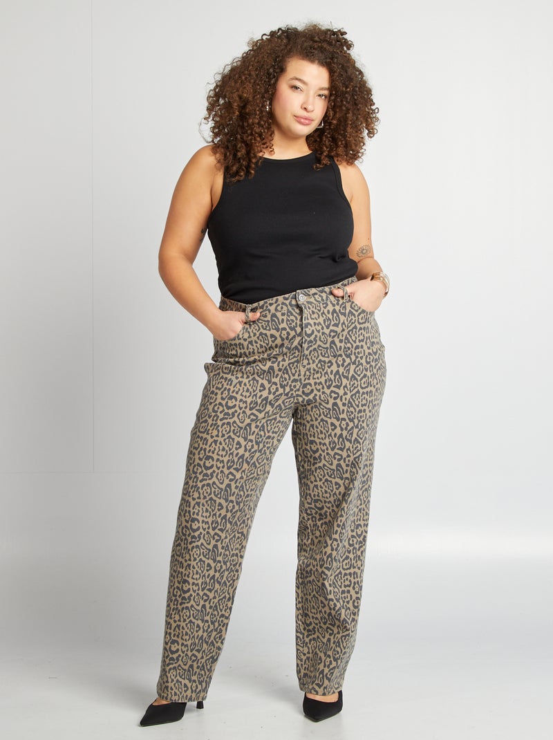 Pantalón recto 'leopardo' MARRON - Kiabi