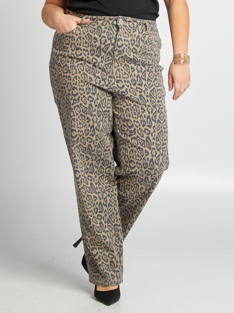 Pantalón recto 'leopardo' MARRON - Kiabi