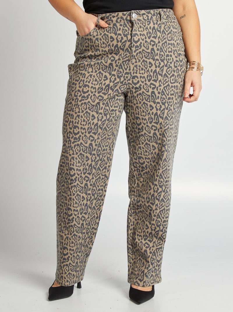 Pantalón recto 'leopardo' MARRON - Kiabi