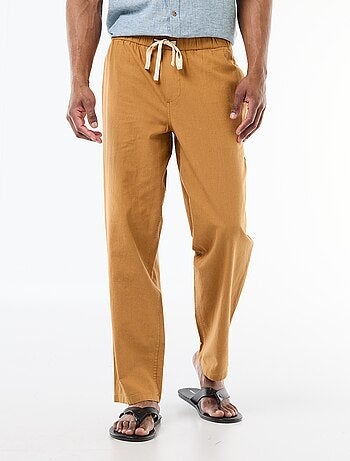 Pantalón recto ligero en mezcla de lino