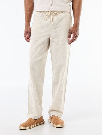 Pantalón recto ligero en mezcla de lino