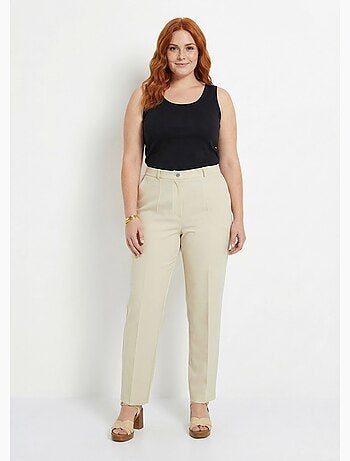 Pantalón recto liso con cintura semielástica - afibel