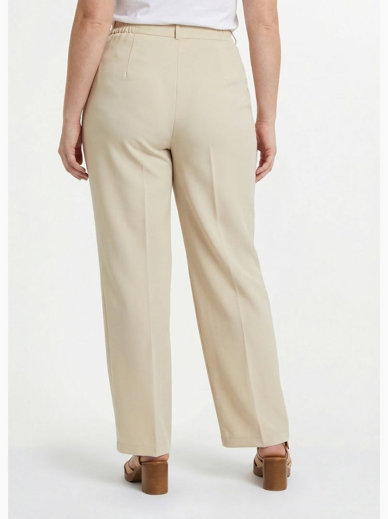 Pantalón recto liso con cintura semielástica - afibel Arena - Kiabi