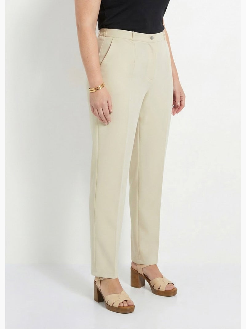 Pantalón recto liso con cintura semielástica - afibel Arena - Kiabi