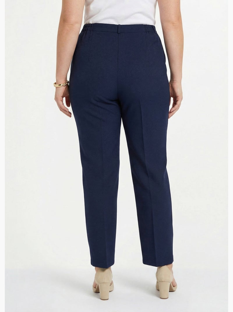 Pantalón recto liso con cintura semielástica - afibel Azul marino - Kiabi