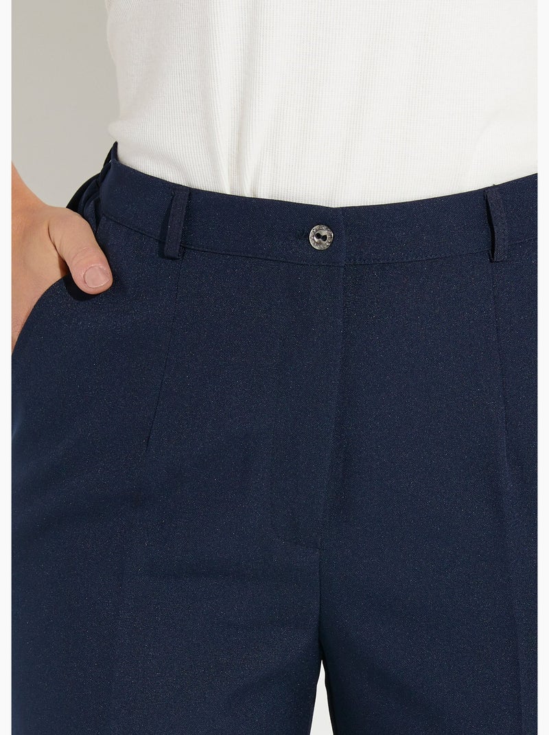Pantalón recto liso con cintura semielástica - afibel Azul marino - Kiabi