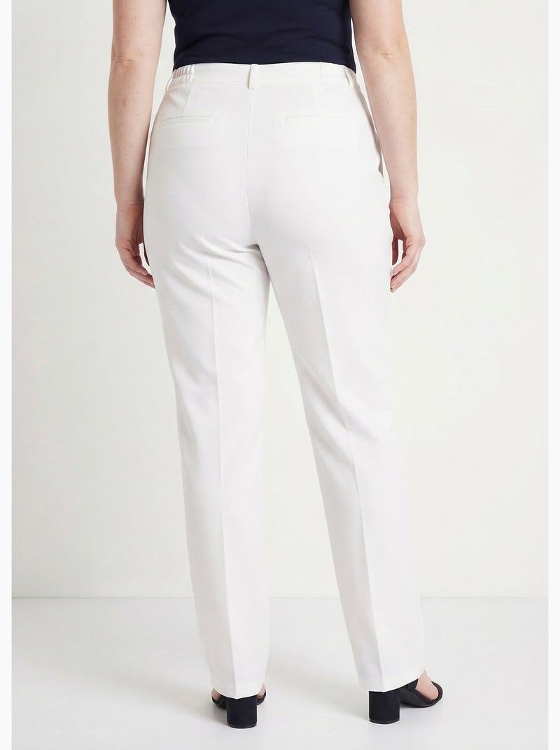Pantalón recto liso con cintura semielástica - Afibel Blanco - Kiabi