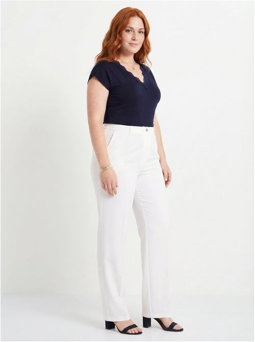 Pantalón recto liso con cintura semielástica - Afibel - Kiabi