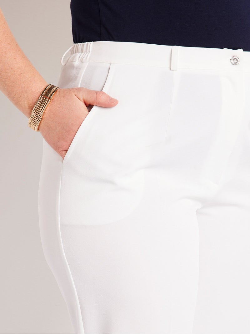 Pantalón recto liso con cintura semielástica - Afibel Blanco - Kiabi