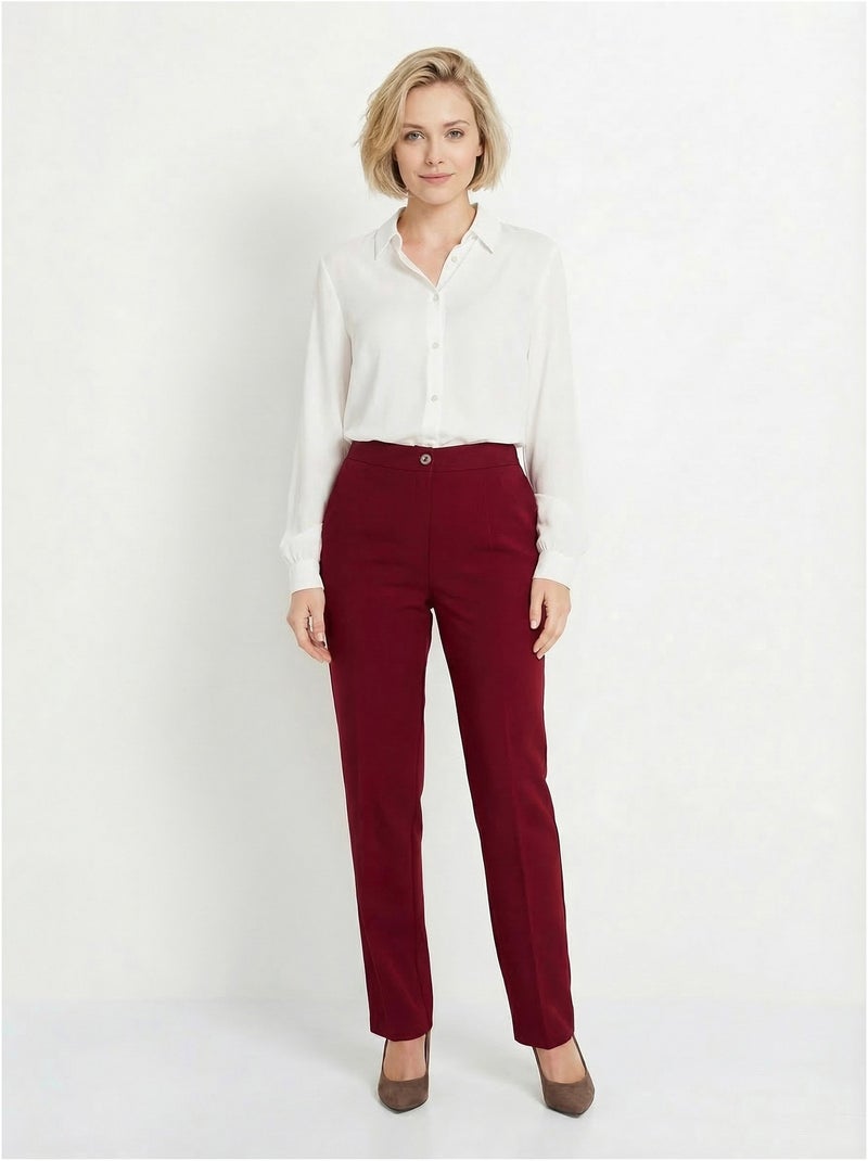 Pantalón recto liso con cintura semielástica - Afibel Burdeos - Kiabi