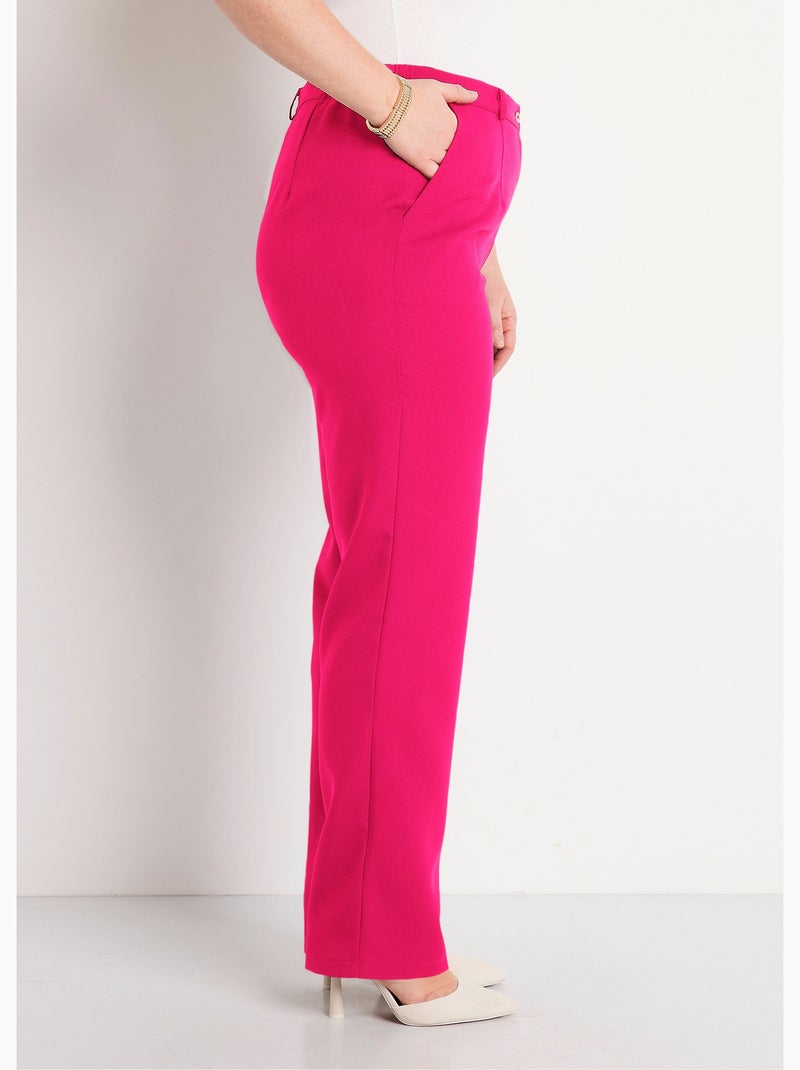 Pantalón recto liso con cintura semielástica - Afibel Frambuesa - Kiabi
