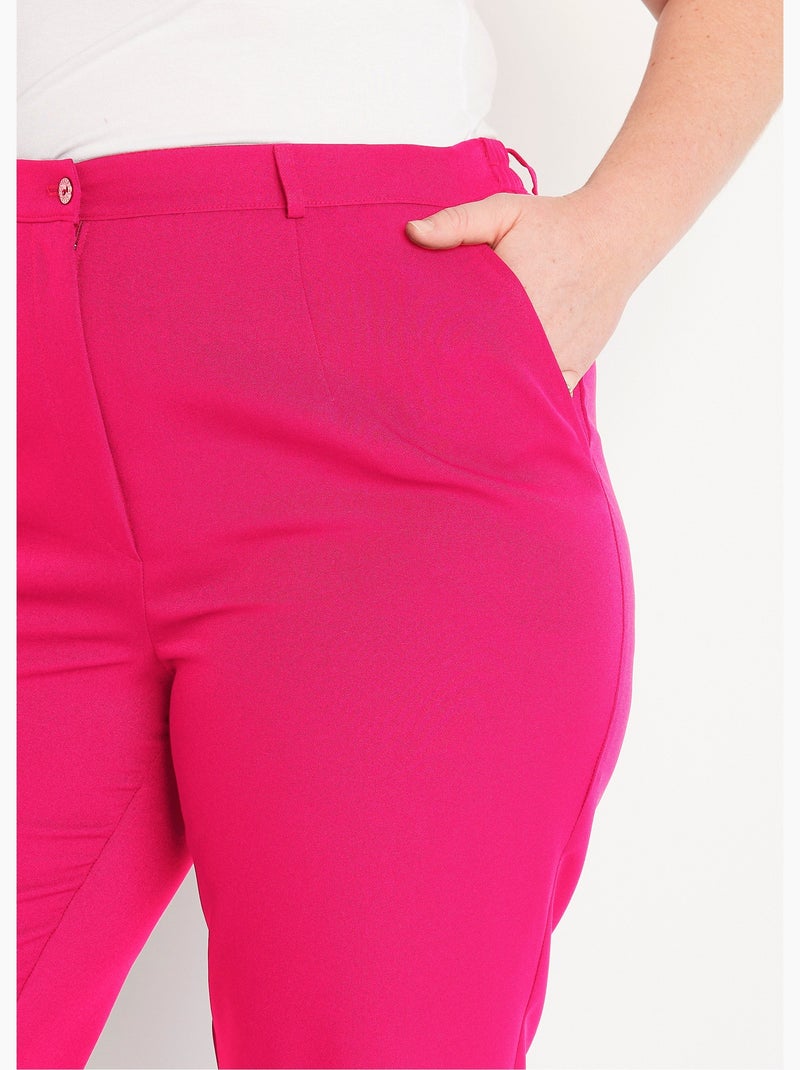 Pantalón recto liso con cintura semielástica - Afibel Frambuesa - Kiabi