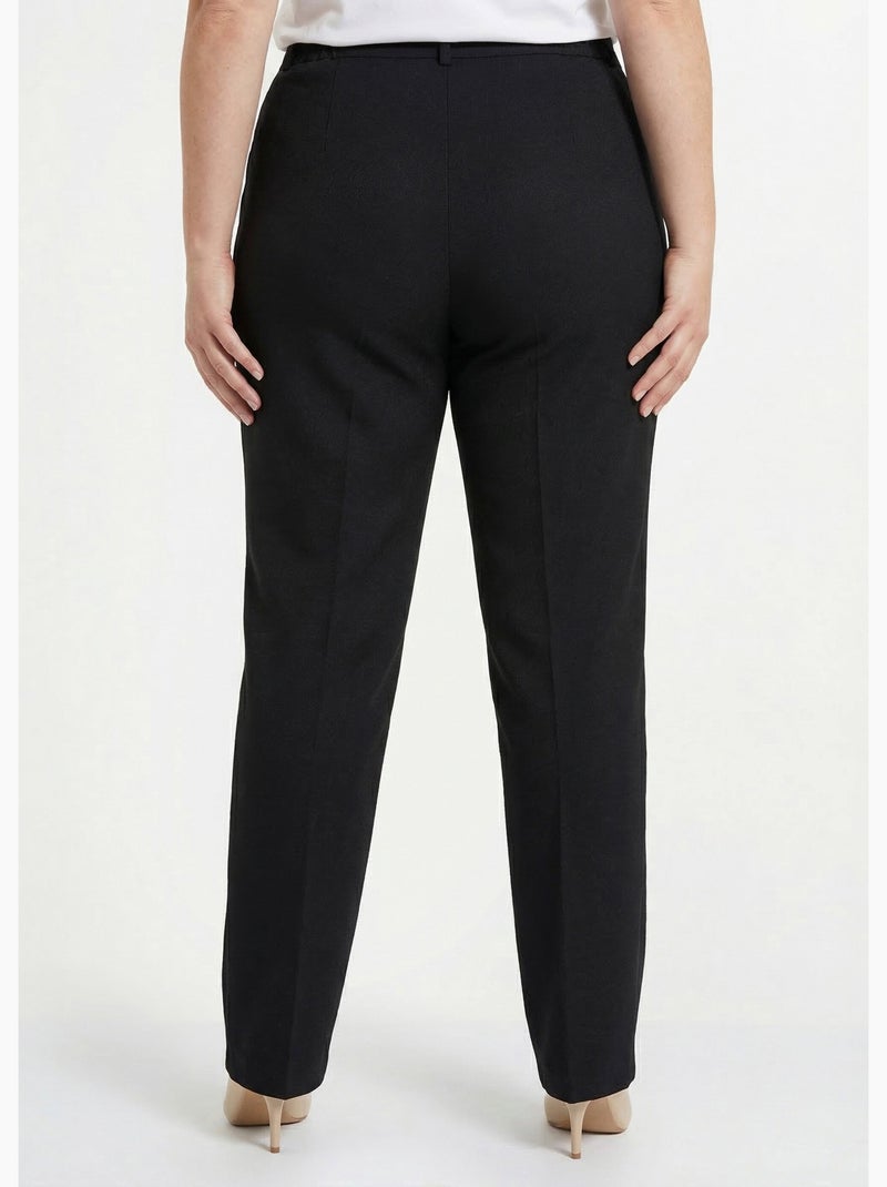 Pantalón recto liso con cintura semielástica - afibel Negro - Kiabi