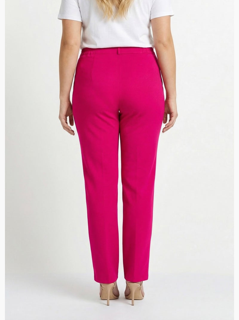 Pantalón recto liso con cintura semielástica - Afibel Rosa - Kiabi