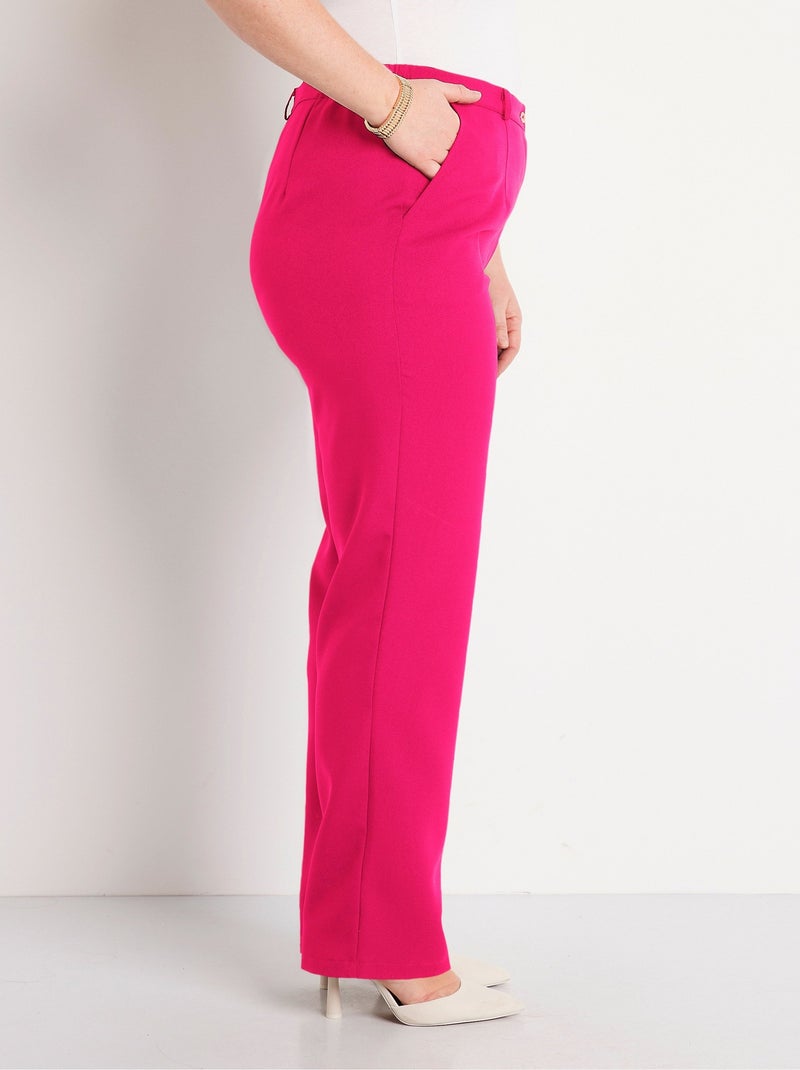 Pantalón recto liso con cintura semielástica - Afibel Rosa - Kiabi