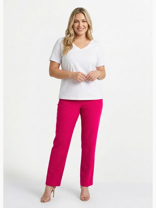 Pantalón recto liso con cintura semielástica - Afibel - Kiabi