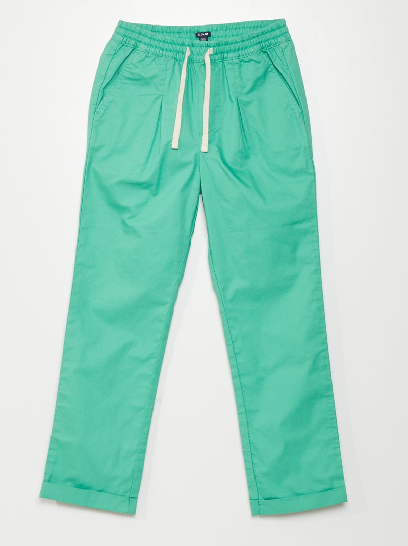 Pantalón recto liso VERDE - Kiabi