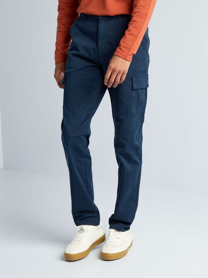 Pantalón recto multibolsillos +1,90 m - L38 AZUL - Kiabi