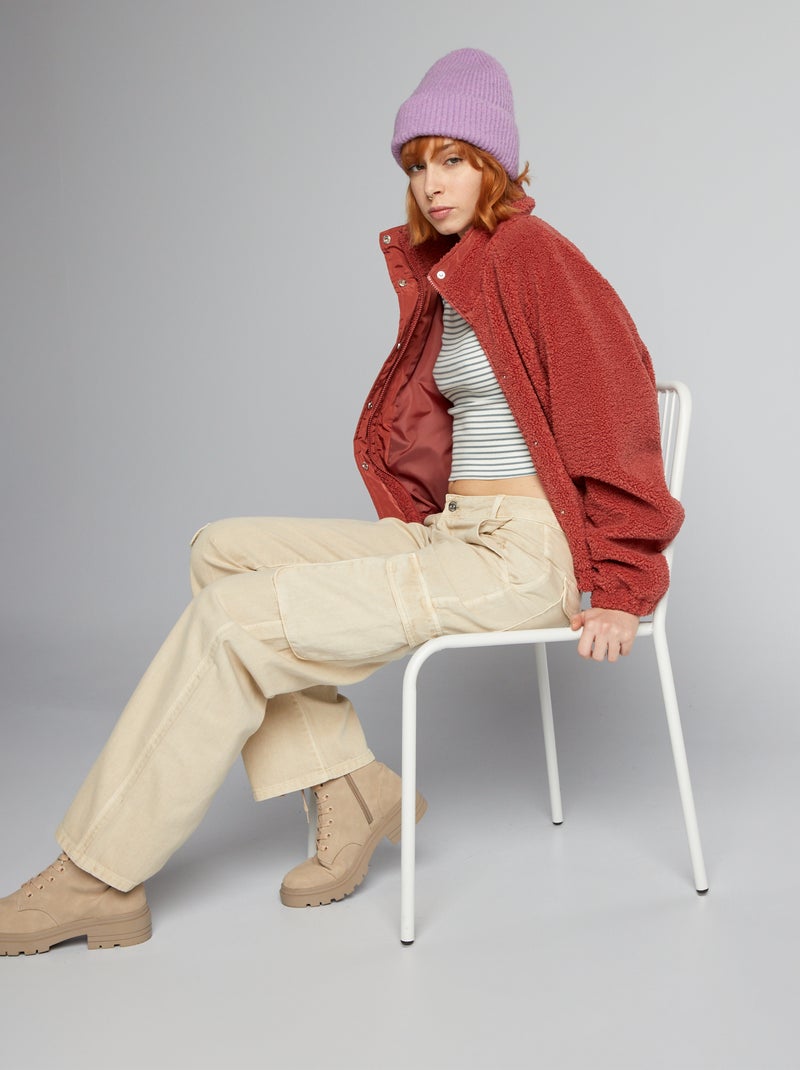 Pantalón recto multibolsillos beige - Kiabi