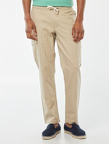 Pantalón recto multibolsillos de sarga