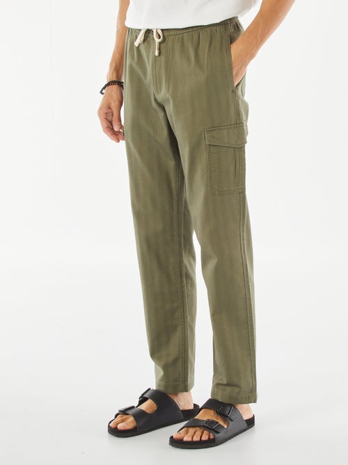 Pantalón recto multibolsillos de sarga - Kiabi