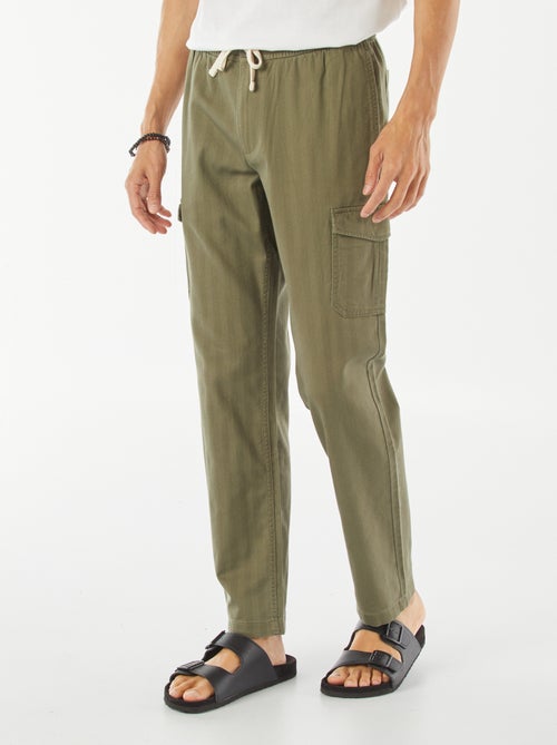 Pantalón recto multibolsillos de sarga - Kiabi
