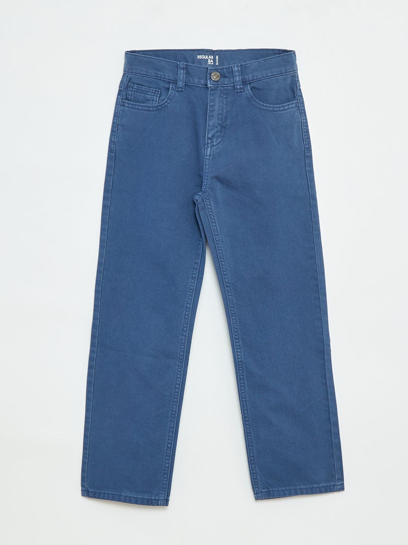 Pantalón recto regular fit con 5 bolsillos Azul - Kiabi