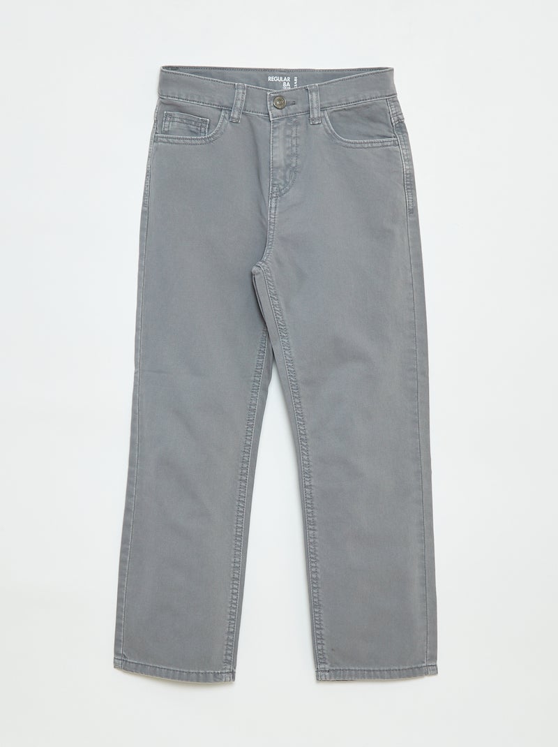 Pantalón recto regular fit con 5 bolsillos Gris - Kiabi