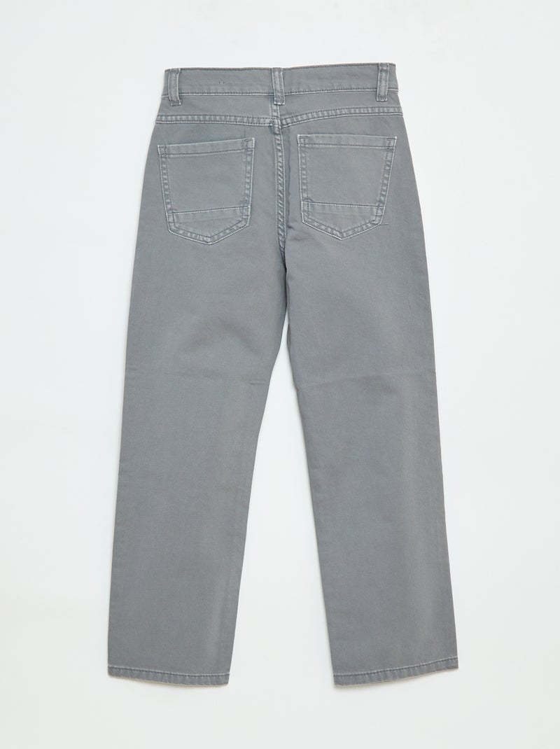 Pantalón recto regular fit con 5 bolsillos Gris - Kiabi