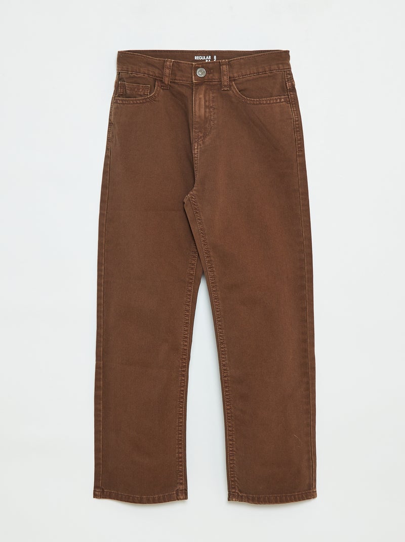 Pantalón recto regular fit con 5 bolsillos Marron - Kiabi