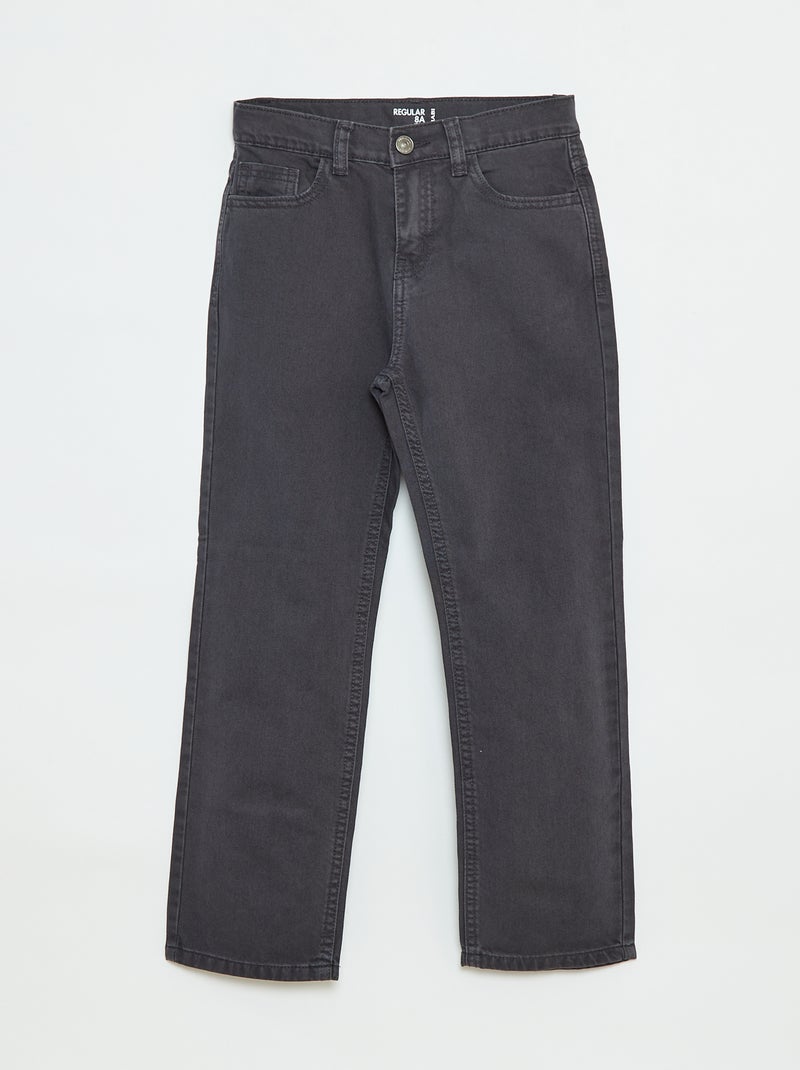 Pantalón recto regular fit con 5 bolsillos Negro - Kiabi