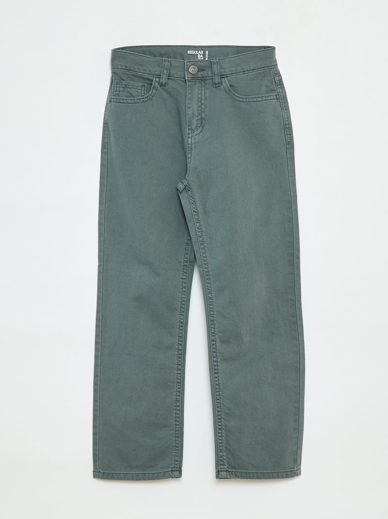 Pantalón recto regular fit con 5 bolsillos Verde - Kiabi