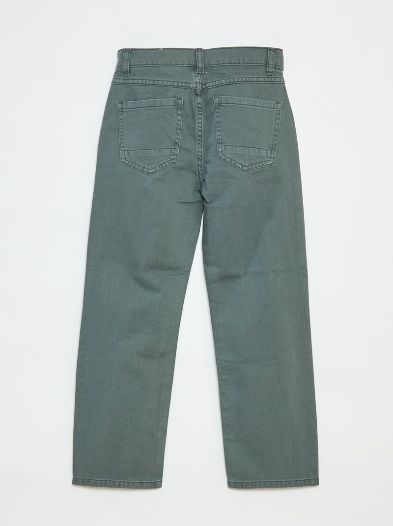 Pantalón recto regular fit con 5 bolsillos Verde - Kiabi
