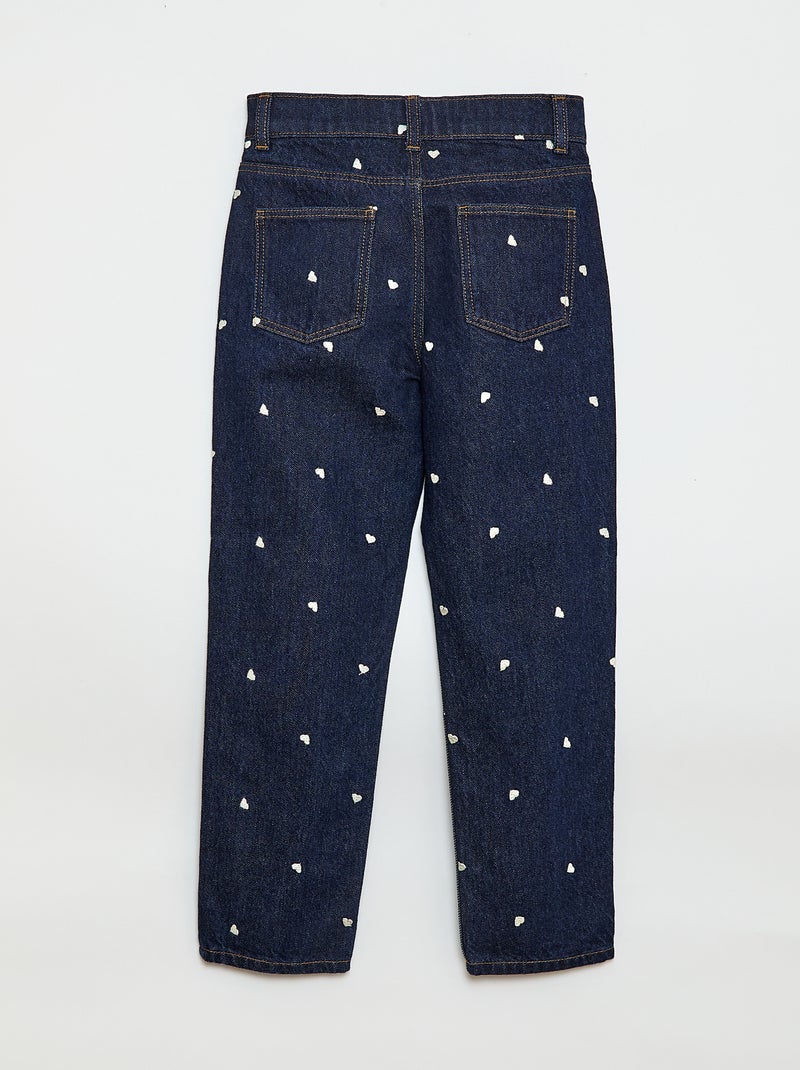 Pantalón recto vaquero con estampado Azul - Kiabi
