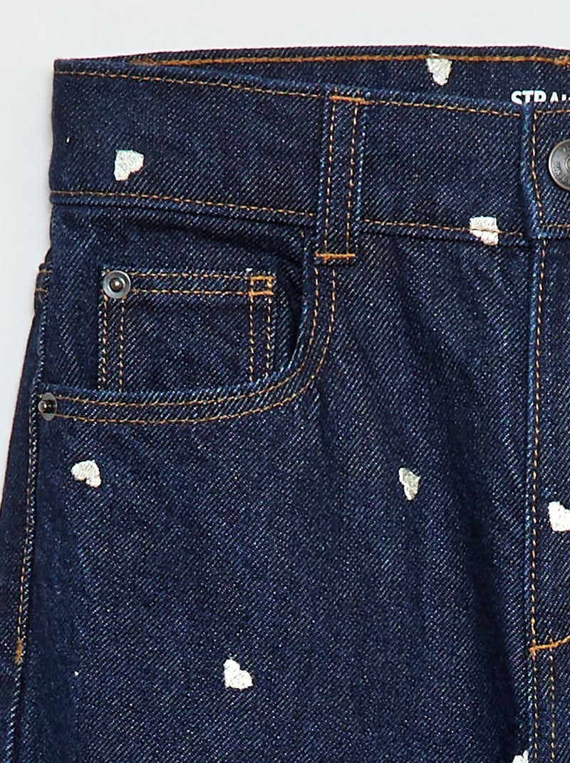 Pantalón recto vaquero con estampado Azul - Kiabi