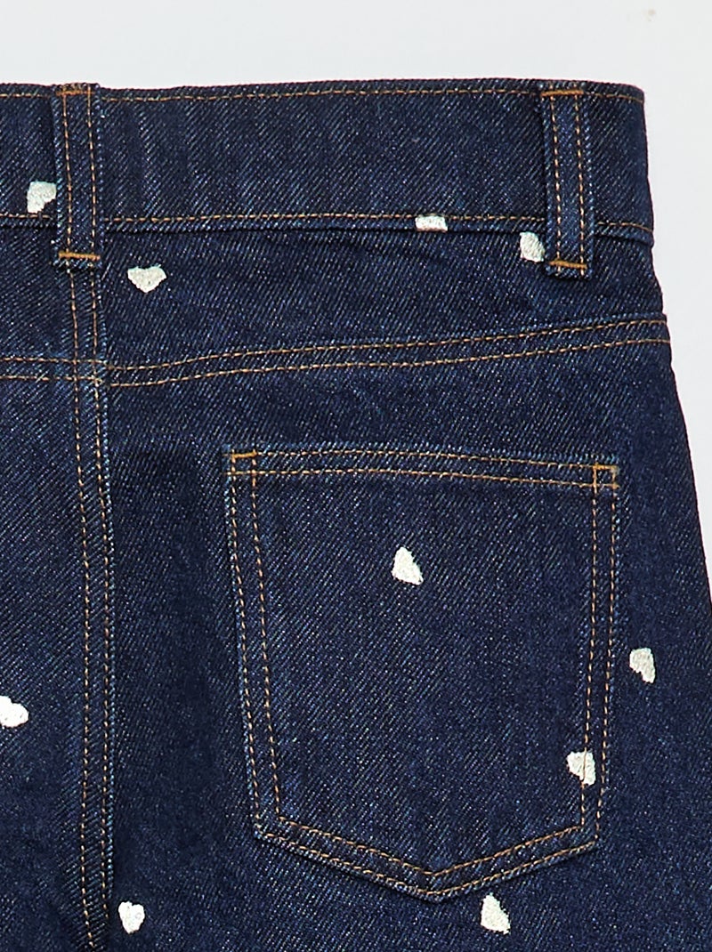 Pantalón recto vaquero con estampado Azul - Kiabi