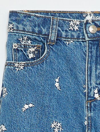 Pantalón recto vaquero con estampado