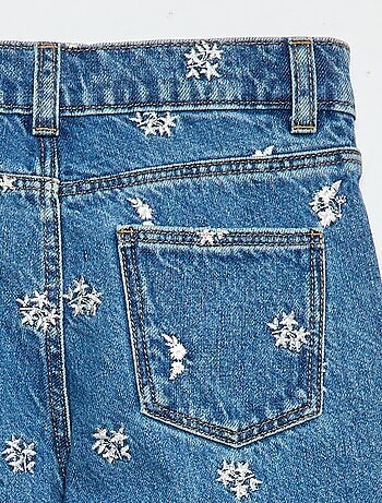Pantalón recto vaquero con estampado
