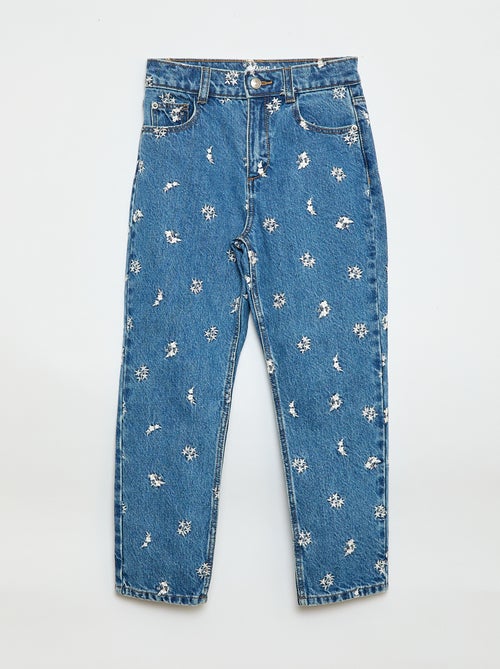 Pantalón recto vaquero con estampado - Kiabi