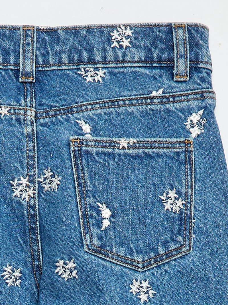 Pantalón recto vaquero con estampado Azul - Kiabi