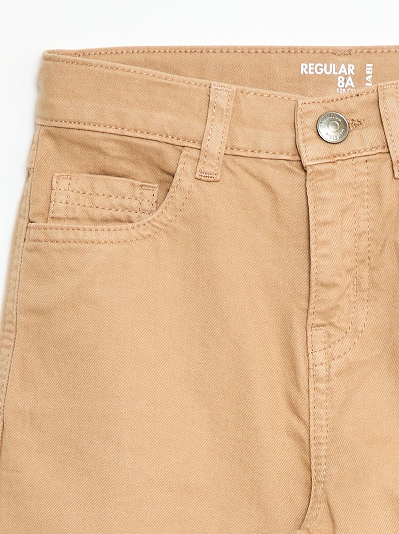 Pantalón regular 5 bolsillos Beige - Kiabi