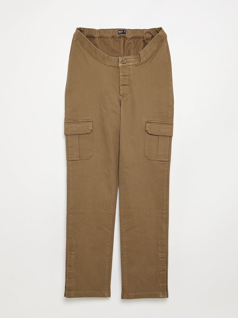 Pantalón regular con bolsillos de solapa - colección fácil de poner Marron - Kiabi