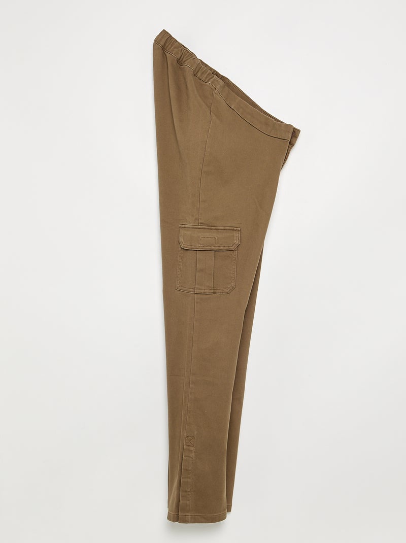 Pantalón regular con bolsillos de solapa - colección fácil de poner Marron - Kiabi