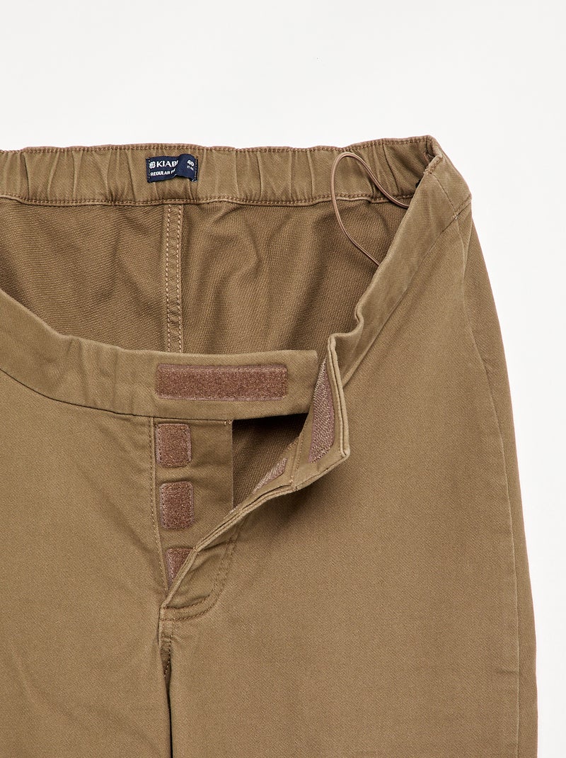 Pantalón regular con bolsillos de solapa - colección fácil de poner Marron - Kiabi