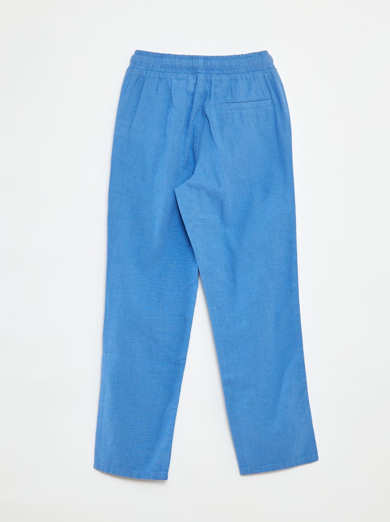 Pantalón regular de lino azul - Kiabi